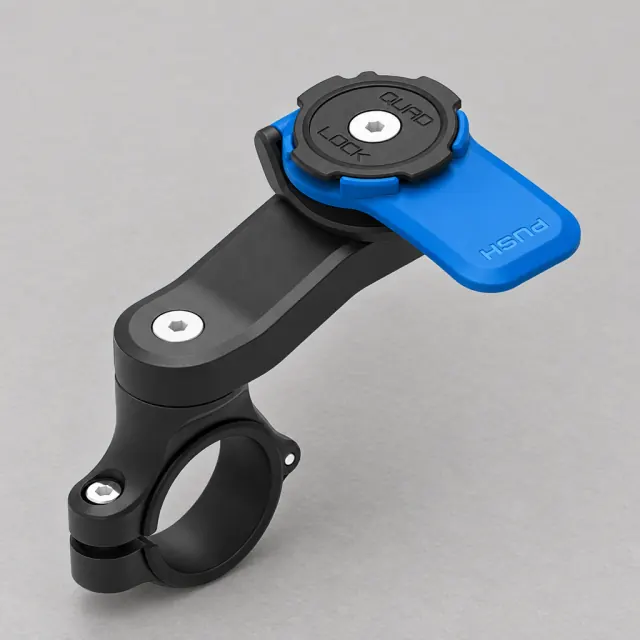 Standard Quad Lock handlebar mount with blue release lever